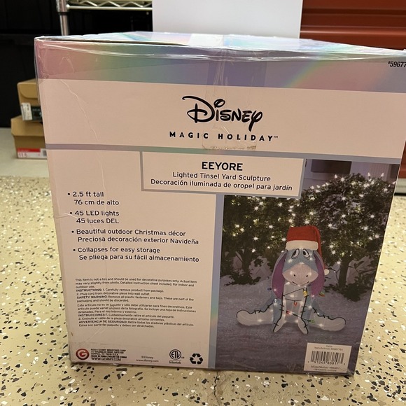 Disney‎ Magic Holiday Eeyore 2.5ft Lighted Tinsel Yard Sculpture Christmas Decor